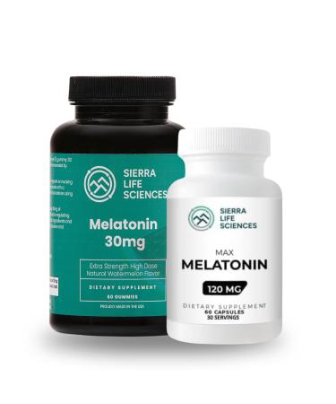 SIERRA LIFE SCIENCES Melatonin Bundle | 30mg Watermelon Gummies & 120mg High-Dose Capsules | Advanced Sleep Aid for Adults | Vegan & Non-GMO