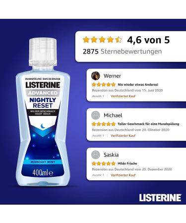 Listerine Nightly Reset Antibacterial Mouthwash 2 Pack (400 ml each) - Comprehensive Dental Care & Improved Oral Hygiene - Buy Online on GoSupps.com