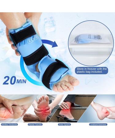REVIX Ankle Ice Pack Wrap for Foot Pain Relief - Reusable Gel Cold Packs for Achilles Tendonitis, Plantar Fasciitis, Sprains, and Heel Injuries - Blue - Buy Online on GoSupps.com