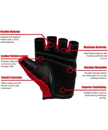 RIMSports Workout Gloves for Men and Women - Breathable Weight Lifting Gloves for Gym  Exercise  Weightlifting  Cycling  Rowing  Training Leather Palm Padded Thumb Protected Against Calluses Blister Red Medium - Buy Online on GoSupps.com