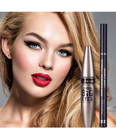 Sweatproof Saluaqui Mascara and Eyeliner Set: Long Lasting Waterproof 10ml Lash Mascara & Eyeliner Pen for Eye Makeup - Buy Online on GoSupps.com