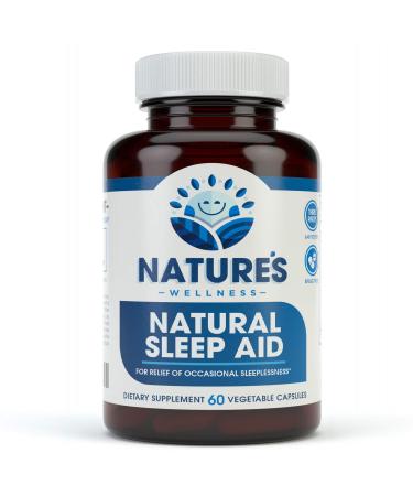 Premium Natural Sleep Aid for Adults - Effective Relief - Non Habit Forming - Wake Up Feeling Refreshed - Proprietary Blend with Melatonin Tryptophan Magnesium Valerian Chamomile & More - 60 Veg