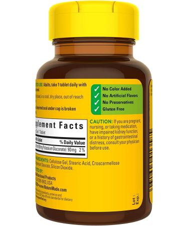 Nature Made Potassium Gluconate 550 mg | 100 Tablets - Heart & Muscle Support - Buy Online on GoSupps.com