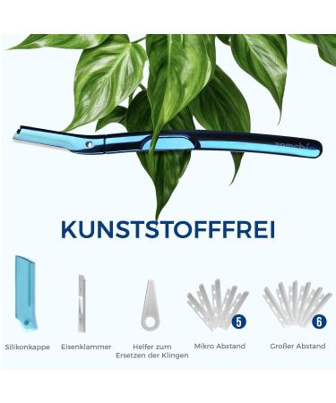 Zomchi Eyebrow Razor & Facial Hair Removal Trimmer - Safe Precise Facial Razor for Men & Women - 11 Blades Silicone Shell - Convenient Blue Design - Buy Online on GoSupps.com