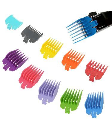 TYVOM 10PCS Clipper Guards Multicolor Hair Clipper Limit Comb Hair Cutting Guides Attachment Limit Replacement Combs Set Hair Clipper Guide Combs for Hairdressing Salons and Home