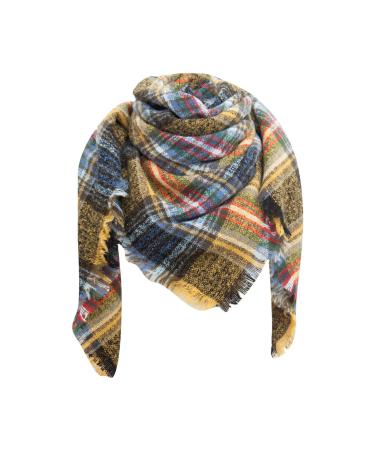 Hanxiulin ladies scarves warm cotton black with buttons casual wrap shale wrap turban bib triangular triangle unit size yellow