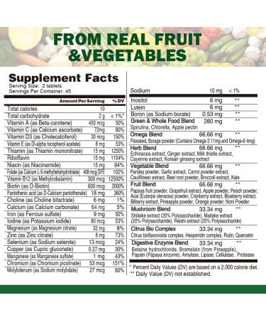 VEGEPOWER Whole Food Multivitamin + Iron Gummies - Energy & Gut Health Support 90 Ct - Buy Online on GoSupps.com