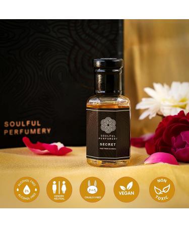 Soul'ful Perfumery Oudh Attar Roll On Perfume | Premium Luxury Oud Ittar Gifts For Men And Women | 18+ Hour Long Lasting Atar Fragrance | Itra Perfume Oil With Amber Vanilla Rose (Secret) - Buy Online on GoSupps.com