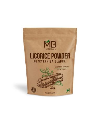 MB Herbals Licorice Root Powder 100 Gram | 3.5 oz | Pure Glycyrrhiza glabra | Mulethi | Yashtimadhu