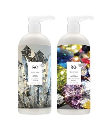 R+Co Gemstone Color Shampoo & Conditioner | Frizz Control Repairs + Preserves Hair Color | Vegan + Cruelty-Free | Set of 2 (1L)