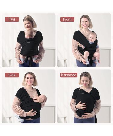 Momcozy Baby Wrap Carrier Sling - Adjustable Infant Carrier for Newborn to 50 lbs, Black - Buy Online on GoSupps.com