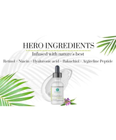 Retinol Glow Serum - Anti-Aging Face & Neck Cream with Argireline Bakuchiol & Niacinamide | Skin Renewing Resurfacing Formula - Buy Online on GoSupps.com