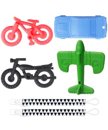 HAILI XMGQ Baby Teething Toys for 0-6 Months 6-12 Months  BPA Free Soft Silicone Baby Teether  Infant Chew Toys Bicycle Motorcycle Car Airplane Shape Baby Boy Toy