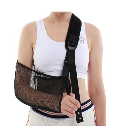 Mesh Arm Shoulder Sling - Medical Shoulder Immobilizer for Shower - Adjustable Arm Brace for Torn Rotator Cuff Injury - Right Left Arm for Men Women - Shower Sling for Elbow, Wrist (updated version 2)