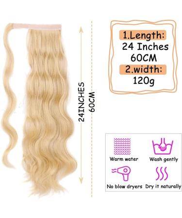 Ponytail Extensions 24 Inch Long Wavy Ponytail Extension Magic Paste Synthetic Ponytail Hairpiece Wrap Around Wavy Ponytail Hair Extension for Women for Women (Color : M22-613 Size : 24inches) 24inches M22-613 - Buy Online on GoSupps.com