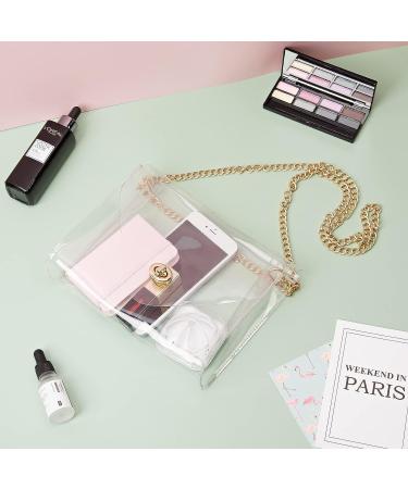 HAOGUAGUA Clear Stadium Approved Purse | See Through Bag for Concerts & Sports Events | Gold Clear Handbag for Women - Buy Online on GoSupps.com