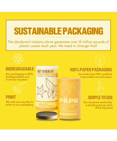 PAPR - Nature Powered Clinically Proven All Natural Deodorant in Zero Waste Paper Packaging (Vanilla Sky) - Buy Online on GoSupps.com