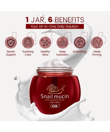 Moisturizer Face Cream with Hyaluronic Acid, 95% Snail Secretion Filtrate Anti Wrinkle Cream for Skin Repair & Tighten, Repair Damage, Promote Regeneration, Intensive Moisturizing, 4.586oz (Snail_2) - Buy Online on GoSupps.com