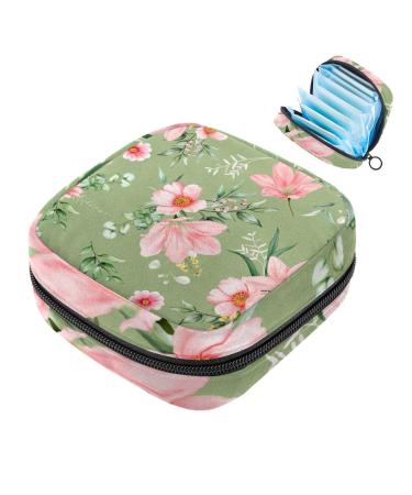 Women bands storage bag menstrual cup pocket girl travel big capacity make-up women bandage organizer pink flowers color 1 1 count (pack of 1)