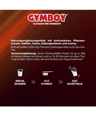 GymBoy Ultimate Pre Workout Kickass Kola Edition - Cola Flavor 392g | Best International Shipping - Buy Online on GoSupps.com