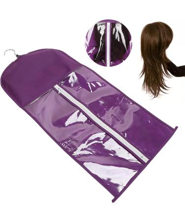 Wig Bags Storage with Hanger Hair Extensions Storage Bag Portable Dustproof Hair Extensions Carrier Holder with Zipper for Travel Daily Use(Purple) - Buy Online on GoSupps.com