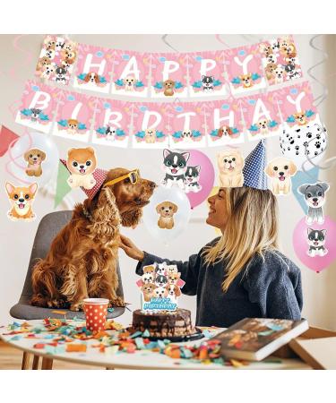 Dog Birthday Party Decorations - Puppy Balloons Pink Hanging Spirals & Party Supplies for Pet Lovers - Buy Online on GoSupps.com