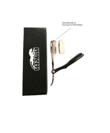 Panther Surgical Professional Men's Hairdresser - Stainless Steel Straight Blade for Mustache & Beard - Black/Silver - Buy Online on GoSupps.com