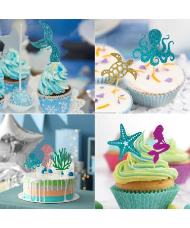 60 PCS Cupcake Toppers Party Cake Decoration Supplies (Mermaid) - Buy Online on GoSupps.com