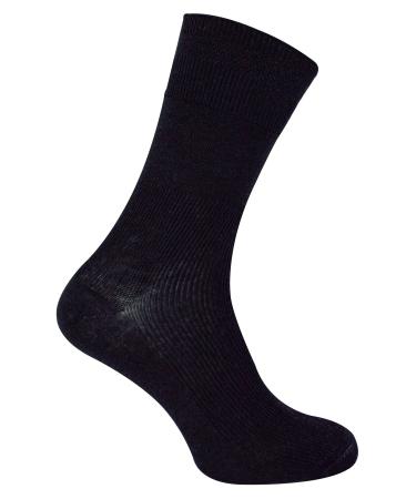 Dr.Socks Mens Wool Diabetic Socks Extra Wide Loose Top Warm Socks in Black 10-12 Black