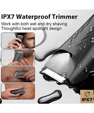 zuxify Electric Body Hair Trimmer for Men Waterproof Pubic Hair Trimmer for Men with Safety Ceramic Blades Mens Body Hair Trimmer with Head Spotlight USB Recharge Dock LED Display - Buy Online on GoSupps.com