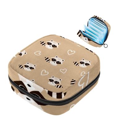 Storage bags for women's binding with a cute animal raccoons hearts large menstrual cup pocket with zipper periodic inserts bags panty liners tampons for girls and women multicolored 05