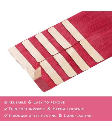 Premium If-Salt Tape Extensions - 10pcs Real Hair Red 25cm Invisible Smooth 20g - Perfect for Highlights | International Shipping Available - Buy Online on GoSupps.com