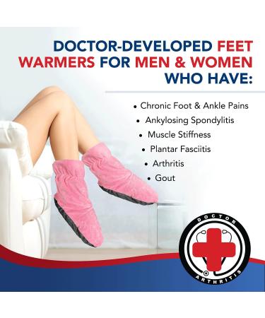 Doctor Developed Heated Booties - Foot Warmers for Women & Men - Heat Therapy Socks with Microwavable Heating Pad - Pink - One Size - Buy Online on GoSupps.com