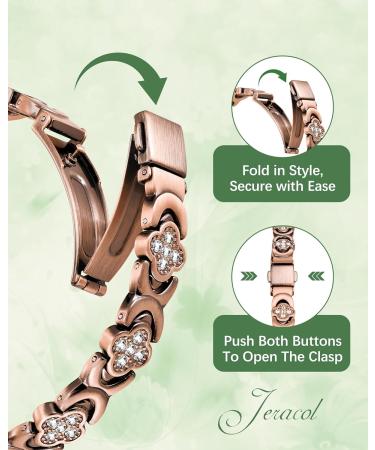 Jeracol Lymphatic Drainage Copper Magnet Bracelet for Women - Adjustable Lucky Clover Design in Gift Box - Buy Online on GoSupps.com