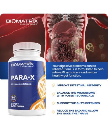 BioMatrix para-X Digestive Cleanse Supplement Herbal Formula Wormwood Berberine Black Walnut Artemisinin Olive Leaf for Humans | 30-60 Day Supply | 90 Veggie Caps - Buy Online on GoSupps.com