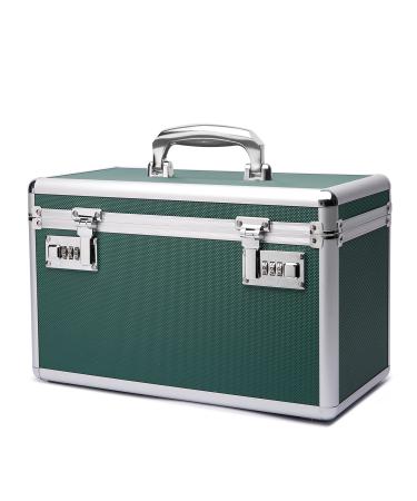 Large capacity Locking Box Lockable Medication Box with Portable Storage Case 38x 22x 24cm Childproof Medicine Lock Organizer Locked Empty First Aid Storage Case (GREEN)