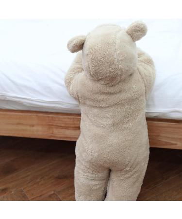 Puseky Baby Cartoon Bear Snowsuit | Fleece Hooded Footed Romper | Unisex Winter Clothes 9-12 Months Khaki - Buy Online on GoSupps.com
