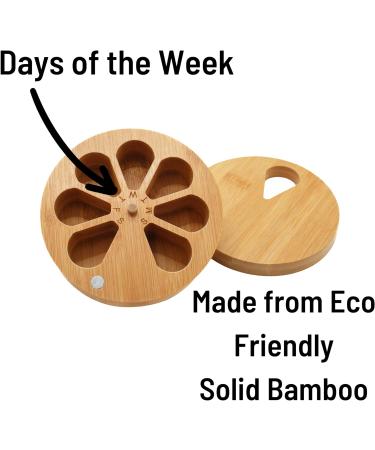 Wooden Pill Organizer - Daily & Weekly Medicine Holder for Travel | Vitamin Case with Solid Wood Lid | Improved Design for Easy Use - Buy Online on GoSupps.com