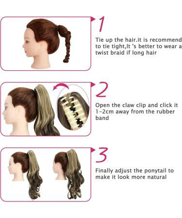 FXYTK Claw Ponytail Hair Extension 18 Curly Dark Brown Mix Ash Blonde - Buy Online on GoSupps.com