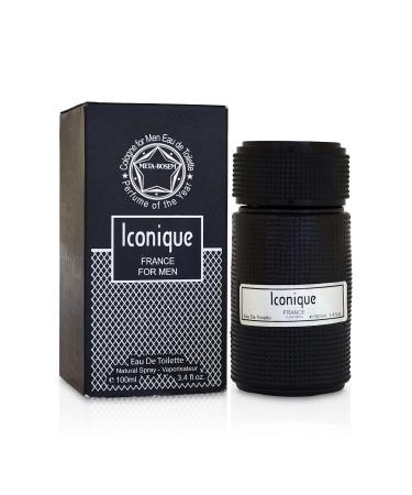 META-BOSEM Iconique for Men Cologne Sweet Fragrance Eau de Toilette Natural Spray - Citrus Spicy Scent Black Bottle - Holiday Gift 3.4 Fl Oz/100 Ml