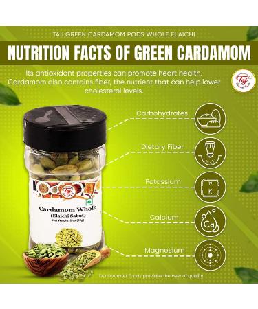 Taj Green Cardamom Pods - Premium Indian Elaichi Elachi, 2oz (56g) - Buy Online on GoSupps.com