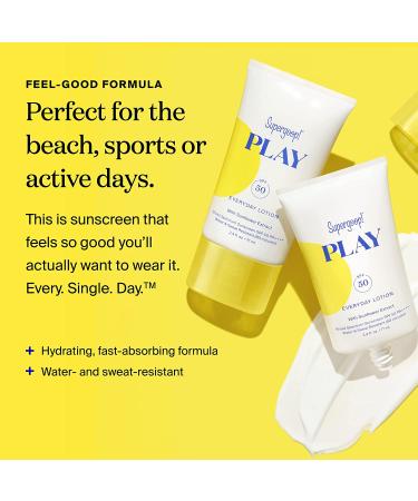 Supergoop! PLAY Everyday Lotion SPF 50 - 2 Pack - Reef-Friendly, Sensitive Skin Sunscreen - Water & Sweat Resistant - Buy Online on GoSupps.com