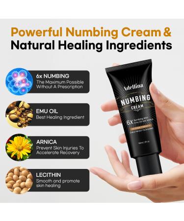 Adellina Numbing Cream Maximum Strength: Long Lasting Extra Soothing with Arnica and Emu Oil 2OZ/ 60G - Buy Online on GoSupps.com