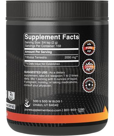 Pure Tribulus Terrestris 11.2 oz - Additive-Free & Always Pure - No Fillers - 11.2 Ounce - Buy Online on GoSupps.com