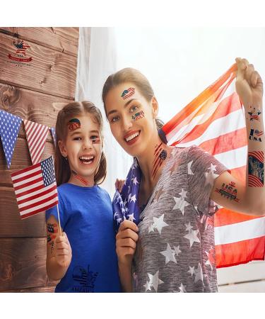 20 Sheets 4th of July Temporary Tattoos - American Flag Patriotic Stickers for Independence Day - USA Face Decortions - Buy Online on GoSupps.com