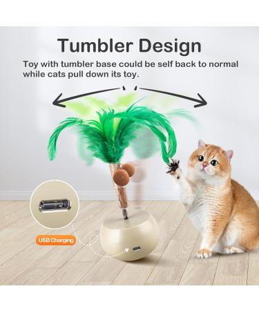 Migipaws Interactive Cat Toy Feather Spin with Electric Rolling Tumbler for Indoor Cats Automatic Cat Teaser Rechargeable - Buy Online on GoSupps.com