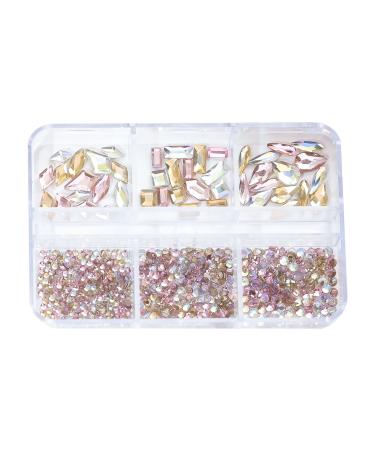 6 Grid Mixed Nail Rhinestones Nail Stones Nail 3D Nail Crystal for Manicures Nail Art Supplies Accessories Nail and Rhinestones