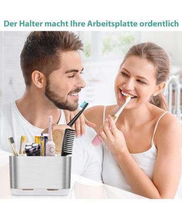 Brushed Nickel Electric Toothbrush Holder - Large Bathroom Organizer Set with Adjustable Partitions - Perfect for Family Drainage Solution - Buy Online on GoSupps.com