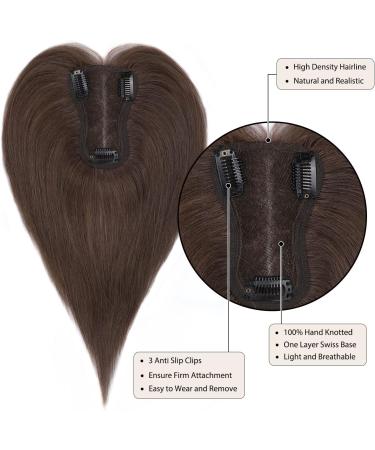 Brown 10 Inch Human Hair Topper for Thinning Hair Women - Real Hair Wiglet Hairpiece 4# (Medium Brown) - Buy Online on GoSupps.com