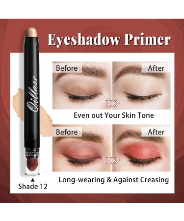 12 PCS Waterproof Glitter Eyeshadow Stick Set with Primer - Smudge Proof Shimmer and Matte Eye Makeup Crayon - Cream Eyeshadow Pen with Soft Brush - Buy Online on GoSupps.com